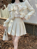 Getadme High Quality French Vintage Small Fragrance Two Piece Set Women Short Jacket Coat + Pleated Skirt Suits Luxury Brand 2 Piece Set