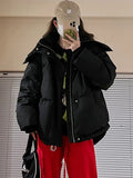 Getadme-Black Loose Puffer Jacket Women Jaqueta Femina Inverno Promoo Winter Hooded Thick Warm Parkas Female Grey Coat Abrigo Mujer