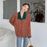Vintage Floral Blouses Women Harajuku Patchwork Oversized Long Sleeve Shirts Office Lady Elegant Print Loose Casual Tops