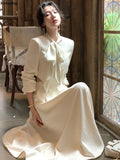 Korean Elegant Blazer 2 Piece Sets for Women Button Jacket with Tie High Waist Skirts Suit Spring Autumn Fashion Party Outfits