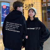 Getadme- 600g Cotton Top Quality Autumn Winter Fleece Long Sleeve Pullovers Dear Person Behind Me Hoodie Couple Family Love Romantic Gift