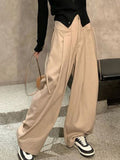 Pantalon femme taille haute étudiante rétro ample et décontracté style coréen, idéal pour le printemps, confortable et facile à assortir.