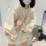 Women Harajuku Kawaii Hoodies Autumn New Casual Preppy Cartoon Zip Up Oversized Hoodie Female Fashion Long Sleeve Sweatshirts
