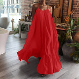 Women Camisole Oversized Maxi Dresses Summer Casual Spaghetti Strap Loose Backless Big Swing Dress Women Solid Floor-length Robe