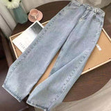 Getadme Streetwear Straight Pants Ladies Ripped Jeans Mid Waist Loose Wide Leg Pants Ladies Jeans Y2K Summer High Street  Cargo Pants