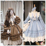 Getadme Women Kawaii Lolita Dress Lace Maid Costume Cosplay Soft Sisters Cute Sweet Dress Female Long Sleeve Party Clothes