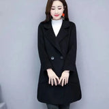 Women's Double Breasted Woollen Blazer, Vintage Coat, Long Sleeve, Office Lady, Elegant Outerwear, Fall and Winter Fashion