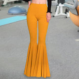 하이웨이스트 신축성 허리밴드 컨트롤 배 엉덩이 리프팅 레이디 팬츠 스키니 통기성 여성 스포츠 플레어 팬츠 스트리트웨어