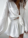 Pink Sets High Waist Shorts with Shirt Women Casual Loose Fit Outfits Summer New Blouse Suit Chic 2 Two Piece Set for Women 2023