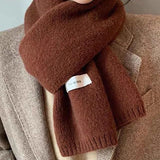 Nouvelle écharpe tricotée pour femmes, hommes, filles et étudiantes, automne-hiver, couleur unie, en coton doux, châle en maille, châle pour femme