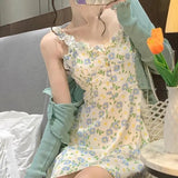 Women Summer Oil Panting Print Floral Midi Dress Vintage Female Strapless Party Camisole Dress Lady Boho Vestido robe платье