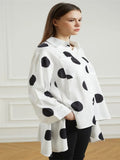 Getadme Fashion Polka-Dot Buttons Shirts Women's Side Split Lapel Long Sleeves Blouse Women Casual Simple Commuter Office Ladies Shirts