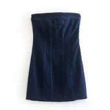 Getadme Sexy Blue Denim Sheath Mini Party Dress Women Y2K Street Style Jeans Tube Backless Bodycon Dress Fashion Vestidos