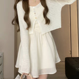 Getadme Women Summer Dress Versatile White Slip Long Short Skirt Models New Fashionable Elegant Korean Casual Commuter Midi Dress