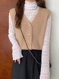 Gilet sans manches vintage pour femme, style preppy, automne, décontracté, en maille.