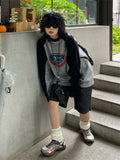Getadme Streetwear 90s Long Sleeve T Shirt Women Vintage Harajuku Gray Pullover Sweatshirts Oversized Retro Patchwork Print Tees