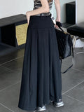 Qiukichonson Grey Midi Long Skirts Womens Trousers Skirt 2022 Autumn Winter Goth Lolita High Waist Asymmetrical Pleated Skirts