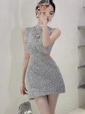 Korean Elegant Fashion Luxury Slim Party Dresses For Women 2023 New High Street Sleeveless Sexy Summer Dress Y2k Vestidos