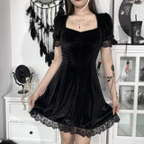 Halloween Gothic Dress Goth Lolita Y2K Mini White Black Draped Bodycon Vintage Birthday for Women Satin