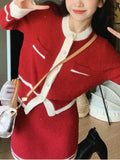 Vintage Knitted Sweater Suits Women 2023 Spring Casual 2 Piece Dress Set Office Lady Elegant Y2k Clothing Korea Fashion Cardigan