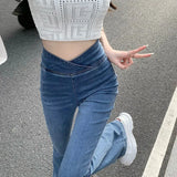 Jean évasé Getadme pour femme, pantalon skinny en denim, coupe droite, taille haute, stretch, style mom jean tendance