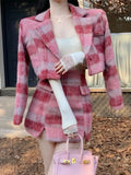 Getadme-Fall winter conjuntos de falda Jacket woollen Coat+Mini Skirt sets two piece sets womens outifits ensemble femme 2 pieces