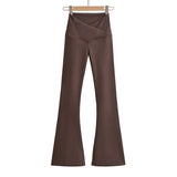 Getadme - Tenues d'automne pour femmes : pantalons de yoga skinny, leggings évasés, style coréen, streetwear, pantalons de yoga décontractés noirs à jambes évasées