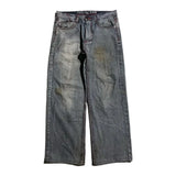 Getadme 고딕 블랙 메탈 포켓 스컬 자수 미드라이즈 워시드 청바지 (남성 및 여성용) 하라주쿠 스트리트 펑크 캐주얼 와이드 레그 팬츠