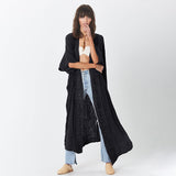 Getadme-Beach Cover Up Women Kimono Lace Trim Bohemian Swimsuit Cape Casual Solid Pareo Summer Beachwear Bathing Suits Outfits
