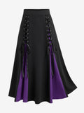 ROSEGAL Gothic Lace Up A Line Skirt For Women Godet Hem Colorful Y2K Elastic Waisted Midi Skirt Ladies Cozy Basic Bottoms 4XL