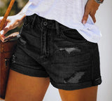 Women Fashion Ripped High Waisted Rolled Denim Shorts Vintage Hole Summer Casual Pocket Short Jeans Ladies Hotpants Shorts 2022