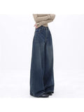 Getadme-American Vintage High Waist Oversized Jeans Pants For Women Casual Baggy Y2K Wide Leg Grunge Streetwear Blue Denim Trouser