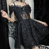 Halloween Gothic Dress Goth Lolita Y2K Mini White Black Draped Bodycon Vintage Birthday for Women Satin