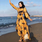 Getadme-Women Fashion Print Muslim Maxi Dress Luxury Ethnic Embroidery Party Dresses Slim Fit Classic Islam Moroccan Maxi Dress