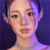 Personalized Retro Clip Earrings Hollow Butterfly Wings Earbone Clip Dark Elf Earrings European American Single Side Earrings