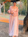 Getadme-Floral Vintage Elegant Strap Dress Women Lace France Sexy Evening Party Long Dresses Pink Sweet Princess Fairy Dress Summer