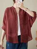 Women Summer Casual Shirt New Arrival 2023 Simple Style Solid Color Loose Comfortable Female Half Sleeve Tops Shirts B2873