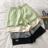 Getadme Women Shorts Solid Cotton Cozy Simple Casual Loose Hipsters Running Breathable All-match Streetwear Hot Teens Wide Leg Bottoms