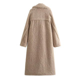 Getadme Nouveauté Automne/Hiver Manteau long croisé pour femme, tendance et décontracté, à col polo 