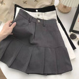 Getadme Y2K Vintage High Waist Pleated Skirt Women College Style Uniforms Safety Pants Mini Skirts Woman Korean Street Slim A-Line Skirt