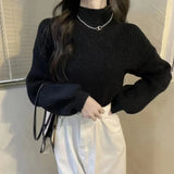 Solid Lantern Sleeve Basic Sweater Pullover Turtleneck Soft Warm Sweater Autumn Winter For Women Casual Sweater 2023