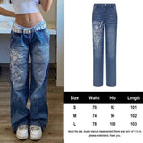 Getadme Women's Jeans Y2K Korean Fashion Overalls Women Denim Autumn Loose Wide Leg Pant Vintage Female Blue Baggy Pants Aesthetic