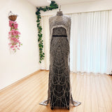 Getadme Luxury Pearls Dubai Arabic Evening Graduation Dresses with Cape Mermaid Long Formal Prom Wedding Party Gowns for Women