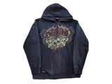 Getadme Y2K Vintage Gothic Trend Skull Print Zip Up Hoodies 2024 Winter New Hip Hop Long Sleeve Coats Large size Hooded Sweatshirt Women
