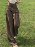 Pantalon femme taille haute étudiante rétro ample et décontracté style coréen, idéal pour le printemps, confortable et facile à assortir.