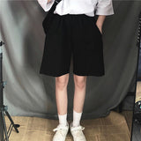 Getadme Summer Gray Shorts Women Fashion Ladies Elastic Waists Short Pants High waist Streetwear Wide-leg Oversize Simple Unisex Short