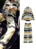Woman 2 Piece Shirts Pants Sets 2023 Fashion Tie Dye Suit + Straight Pants Casual Two Pieces Set Summer Womens Outfits