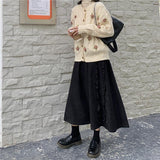 Jupes printemps/automne pour femmes, taille haute, style coréen, vintage foncé, à volants, coupe trapèze, collection étudiante 2022