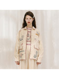 Getadme Pattern Embroidery Harakuju Women Jackets Long Sleeve Turndwon Collar Coats Single-breasted Casual Preppy Style Outerwear Tops