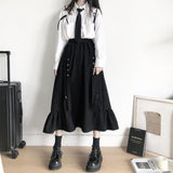 Jupes printemps/automne pour femmes, taille haute, style coréen, vintage foncé, à volants, coupe trapèze, collection étudiante 2022